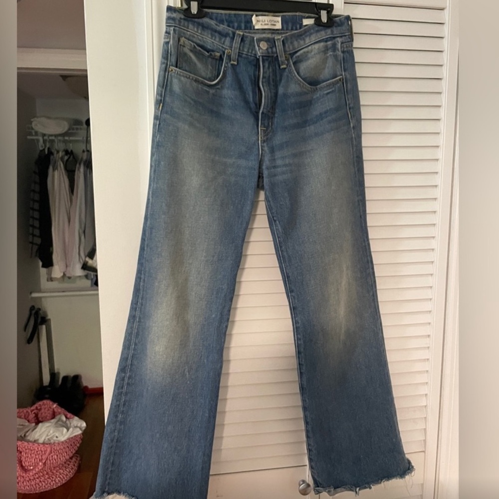 Nili Lotan CELIA Jeans Wide Leg Flare Faded Wash Classic Size 27